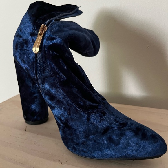 Blue Velvet Over the Ankle Booties - Picture 2 of 8